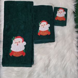 Green Christmas Towel set